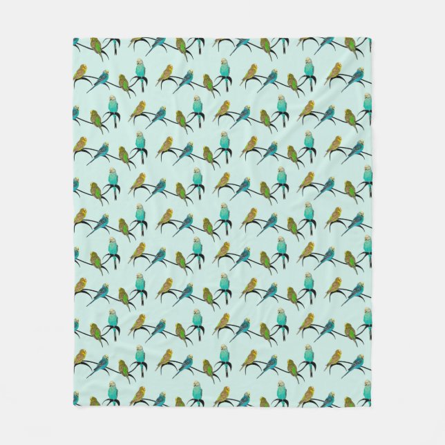 Velo Cobertor de Fleece Budgie Frenzy (Ciano Claro) (Frente)