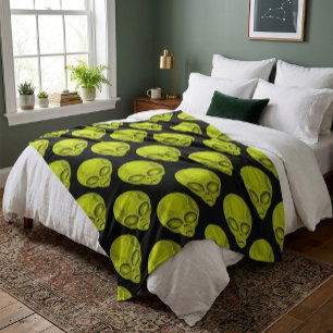 Velo Cobertor de Fleece Cabeça de Alien Verde