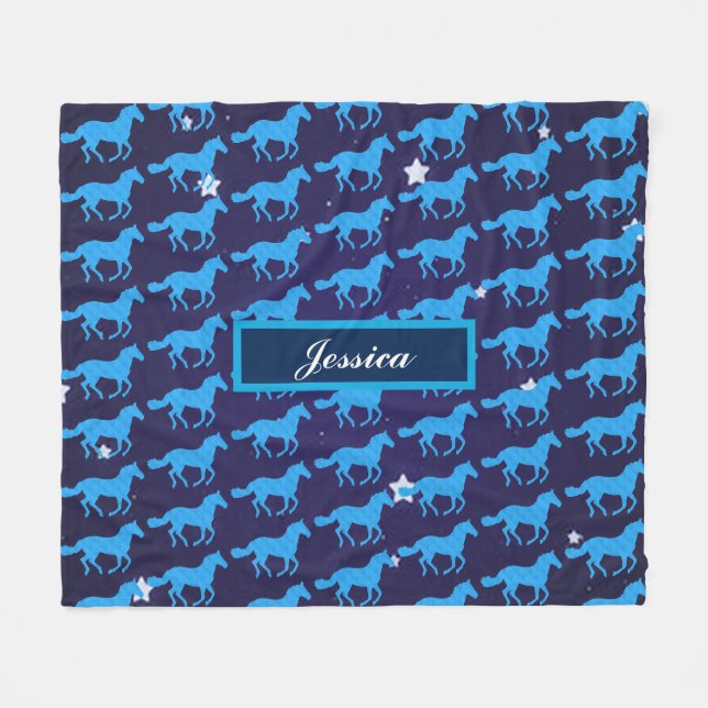 Velo Cobertor de Fleece Cavalos Noite Estrelada (Frente (Horizontal))