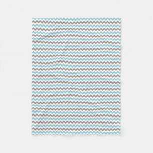 Velo Cobertor de Fleece Cinza Azul Moderno com Chevron