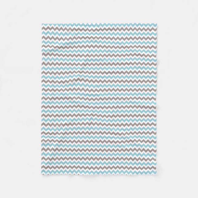 Velo Cobertor de Fleece Cinza Azul Moderno com Chevron (Frente)