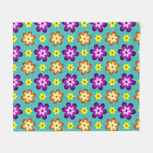 Velo Cobertor de Fleece Colorido de Flores Retrô Fofo M