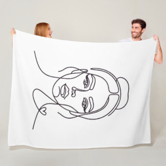Velo Cobertor de Fleece com Arte de Linha de Mulher Min