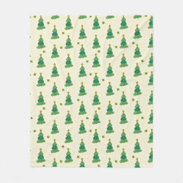 Velo Cobertor de Fleece com Árvores de Natal Ilustradas