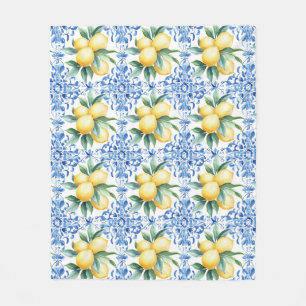 Velo Cobertor de Fleece com Azulejo Azul Limão em Aquar