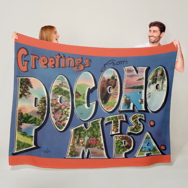 Velo Cobertor de Fleece com Cartão Postal Antigo de Poc (In Situ)