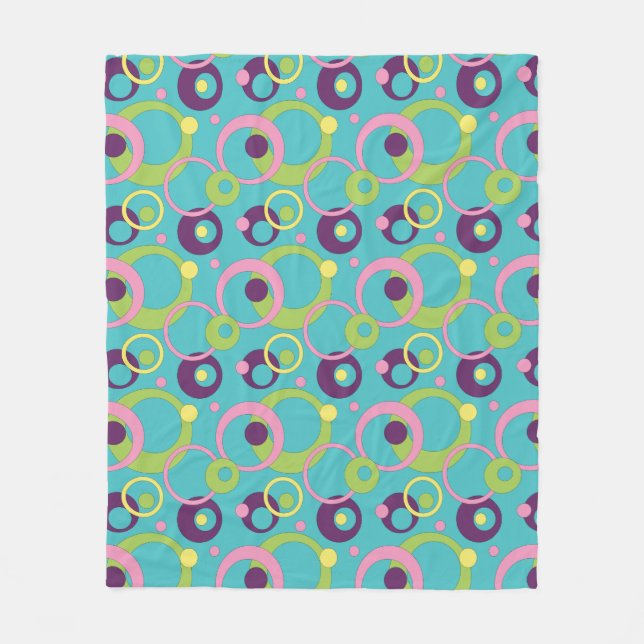 Velo Cobertor de Fleece com Círculos Azuis Funky (Frente)