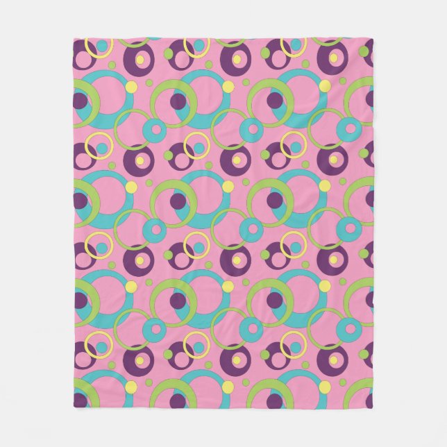 Velo Cobertor de Fleece com Círculos Cor-de-rosa Funky (Frente)