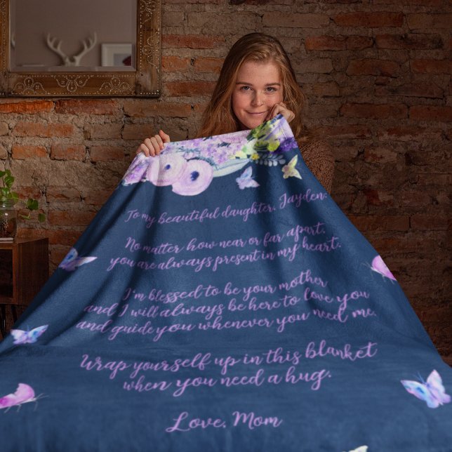 Velo Cobertor de Fleece com Citação Personalizada para  (Custom Quote Daughter Fleece Blanket
)