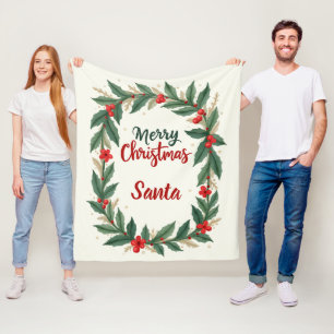 Velo Cobertor de Fleece com Coroa de Natal Alegre