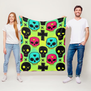 Velo Cobertor de Fleece com Estampa de Caveira