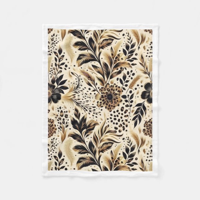Velo Cobertor de Fleece com Estampa Floral Leopardo Dou (Frente)