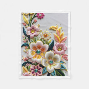 Velo Cobertor de Fleece com Estilo Floral Bordado Elega