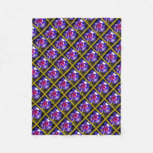 Velo Cobertor de fleece com flor de íris azul branca ve