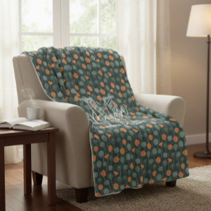 Velo Cobertor de Fleece com Floral Doodle e Monograma P