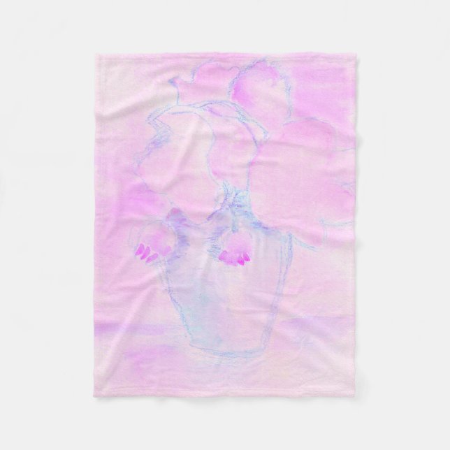 Velo Cobertor de Fleece com Flores Roxas e Rosadas Fofa (Frente)