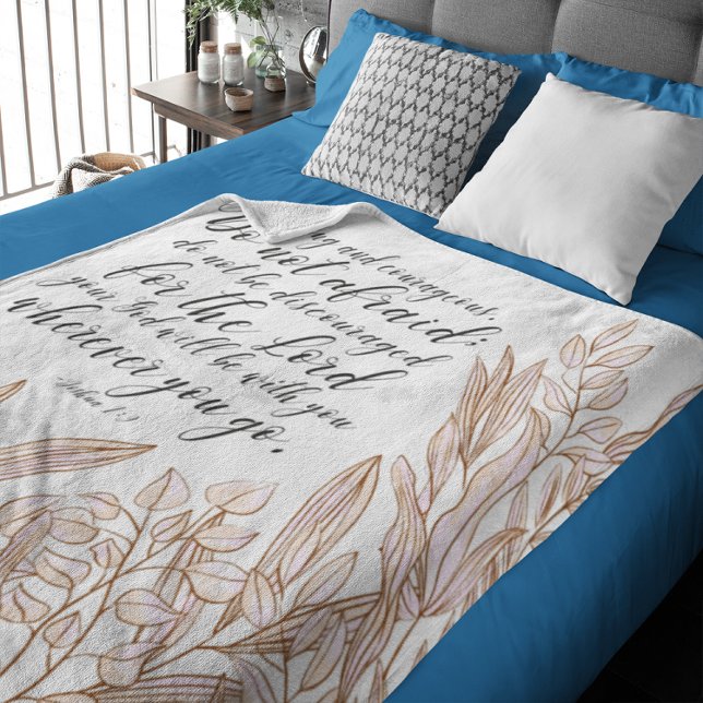Velo Cobertor de Fleece com folhas marrons e versículo  (Criador carregado)