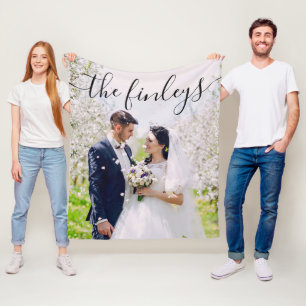 Velo Cobertor de Fleece com Foto de Casamento