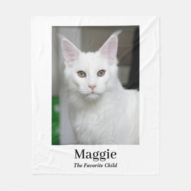 Velo Cobertor de Fleece com Foto Personalizada de Gato (Frente)
