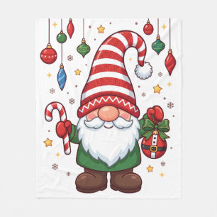 Velo Cobertor de Fleece com Gnome de Natal e Cana-de-Aç