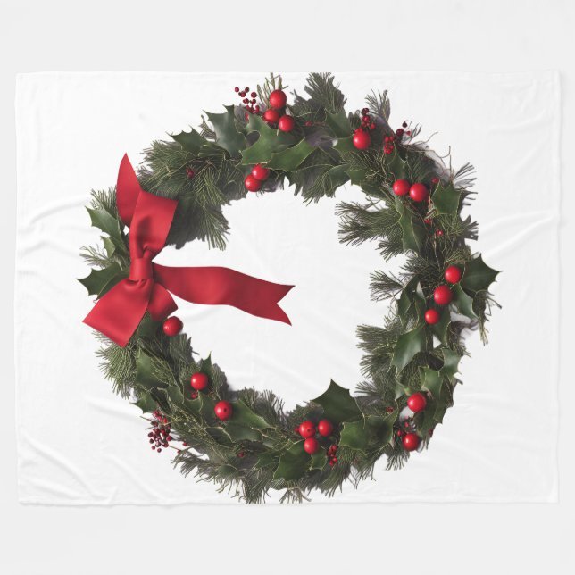 Velo Cobertor de Fleece com Grinalda de Natal (Frente (Horizontal))