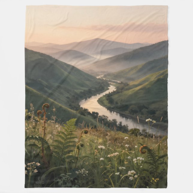 Velo Cobertor de Fleece com Impressão de Arte de Paisag (Frente)