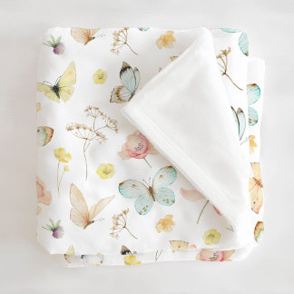 Velo Cobertor de Fleece com Monograma de Borboleta
