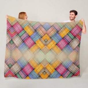 Velo Cobertor de Fleece com Padrão Colorido de Cestaria