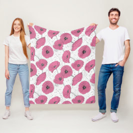 Velo cobertor de fleece com padrão de flor de papoula