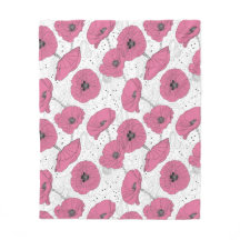 cobertor de fleece com padrão de flor de papoula