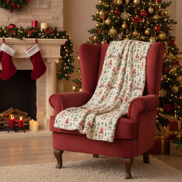 Velo Cobertor de Fleece com Padrão de Gnome de Natal Qu