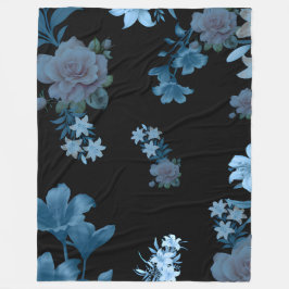 Velo Cobertor de Fleece com Padrão Floral em Teal Escur