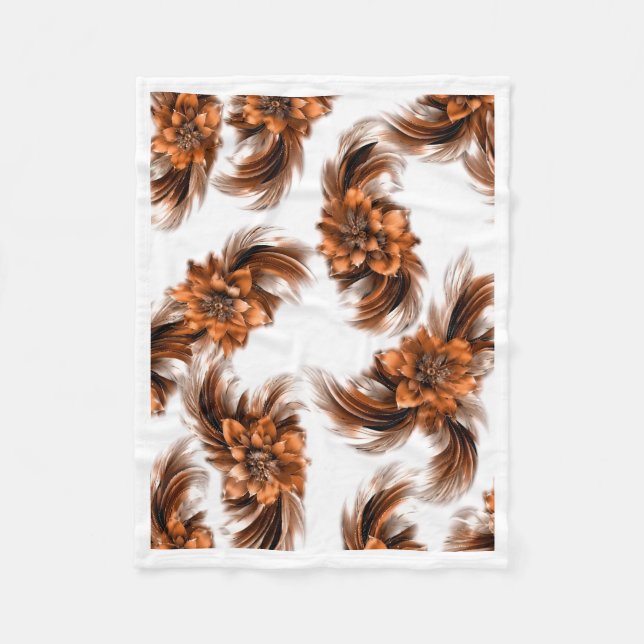 Velo Cobertor de Fleece com Padrão Floral Laranja em Br (Frente)