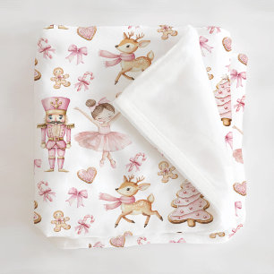 Velo Cobertor de Fleece com quebra-nozes de Natal Rosa