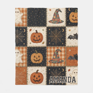 Velo Cobertor de Fleece com Remendo de Halloween Vintag