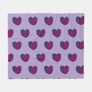 Velo Cobertor de Fleece Coração Roxo