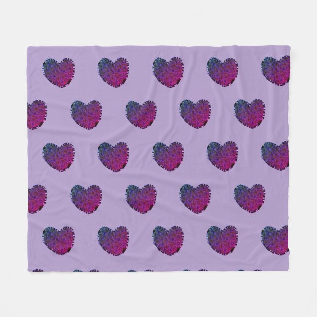 Velo Cobertor de Fleece Coração Roxo (Frente (Horizontal))