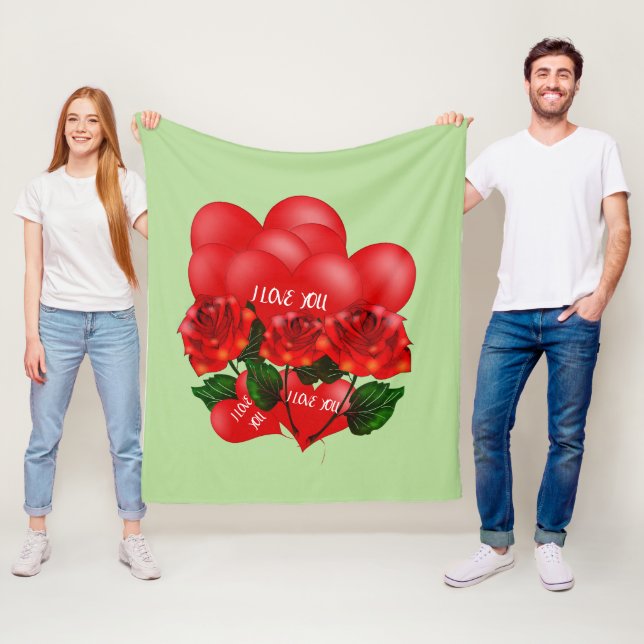 Velo Cobertor de Fleece Corações Vermelhos & Rosas – Ro (In Situ)