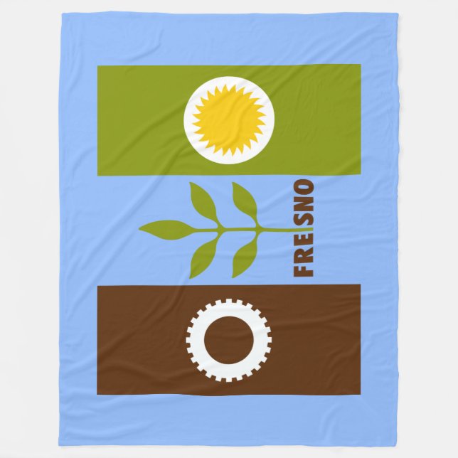 Velo Cobertor de Fleece da bandeira da cidade de Fresno (Frente)