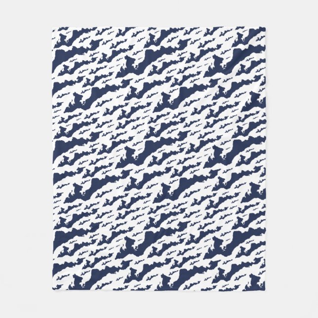 Velo Cobertor de Fleece da Ilha de Fishers – Azul/Branc (Frente)