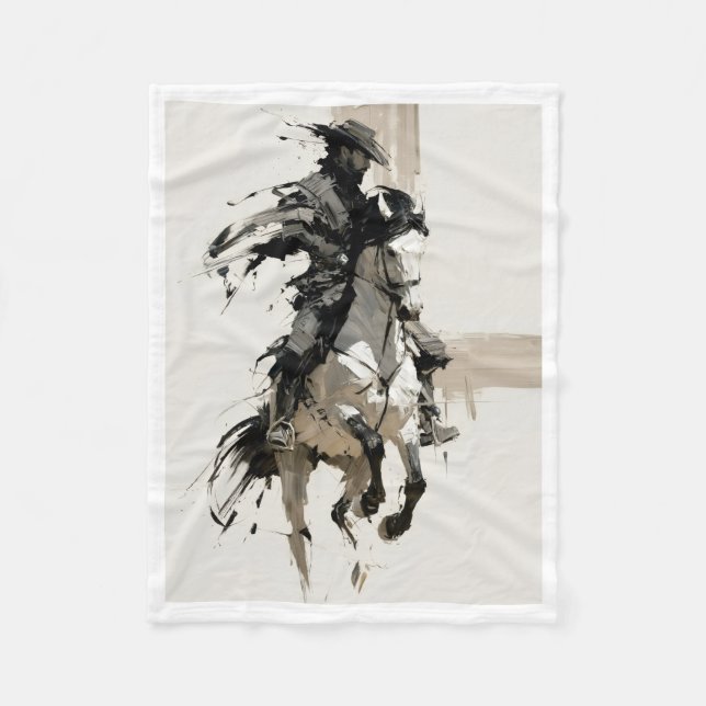 Velo Cobertor de Fleece de Arte de Cavalo de Cowboy do  (Frente)