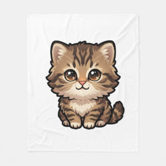 Velo Cobertor de Fleece de Gatinho Malhado Marrom Fofo