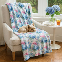 Cobertor de Fleece de Hortênsia Floral Azul e Rosa