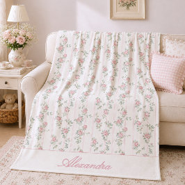 Velo Cobertor de Fleece de Rosa Floral Rosa Personaliza