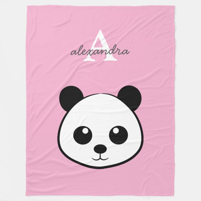 Velo Cobertor de Fleece de Urso Panda Fofo | Personaliz (Frente)