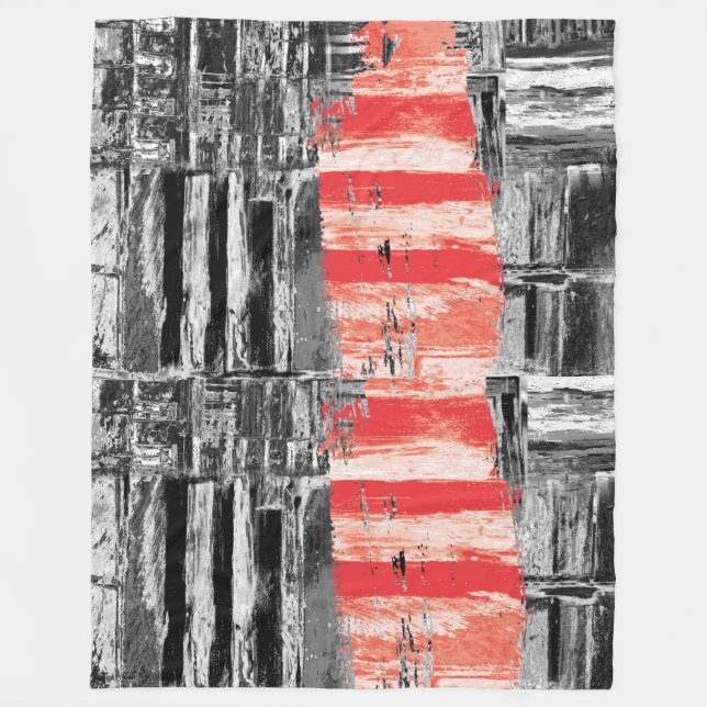 Velo Cobertor de Fleece – Design Abstrato Red Pulse (Frente)
