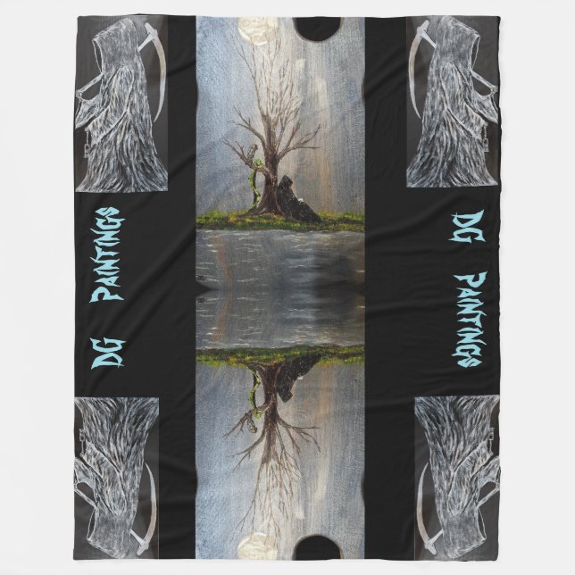 Velo Cobertor de Fleece DG Paintings Resting Reaper (Frente)