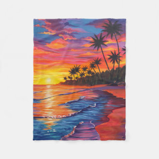 Velo Cobertor de Fleece do Pôr do Sol Tropical