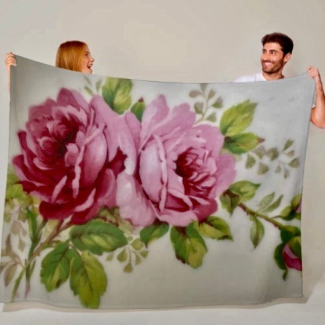 Velo Cobertor de Fleece Elegância Rosa Vintage (Delicate, soft and colourful. Available 3 sizes, polyester fleece, machine washable. 
)