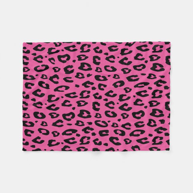 Velo Cobertor de fleece estampado com leopardo rosa | M (Frente (Horizontal))